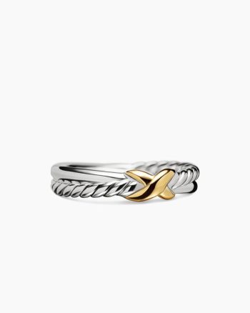 Petite X Ring|Sterling Silver with 18K Yellow Gold, 4mm