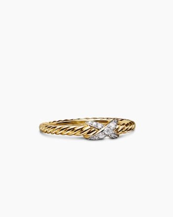 Petite X Ring|18K Yellow Gold with Diamonds, 2.2mm
