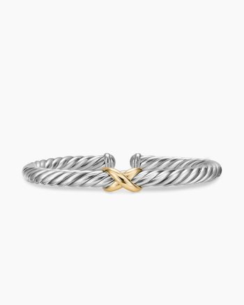 Cable Flex® X Bracelet|Sterling Silver with 14K Yellow Gold, 6mm