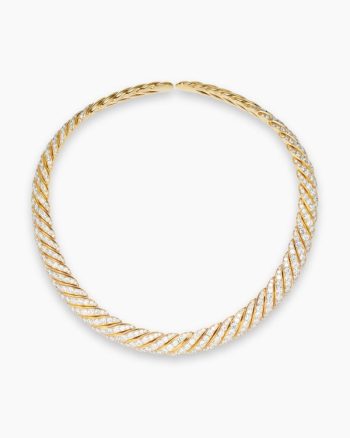 Sculpted Cable Flex Necklace|18K Yellow Gold with Diamonds, 9.5mm