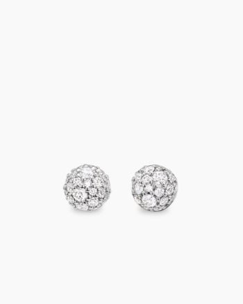Petite Pavé Stud Earrings|18K Yellow Gold with Diamonds, 4.5mm