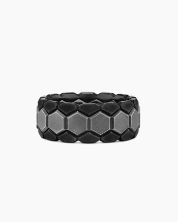 Hex Stack Ring|Black Titanium with Grey Titanium, 9.3mm