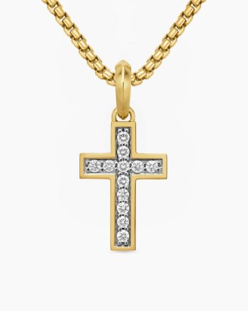 Pavé Cross Pendant|18K Yellow Gold with Diamonds, 23mm
