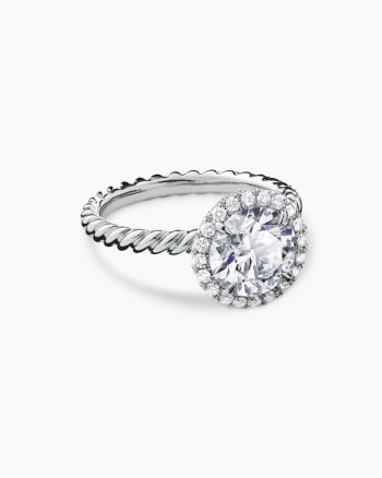 DY Cable Halo Engagement Ring|Platinum, Round Brilliant Cut
