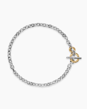 DY Mercer® Toggle Chain Necklace|Sterling Silver with 18K Yellow Gold and Diamonds, 8mm