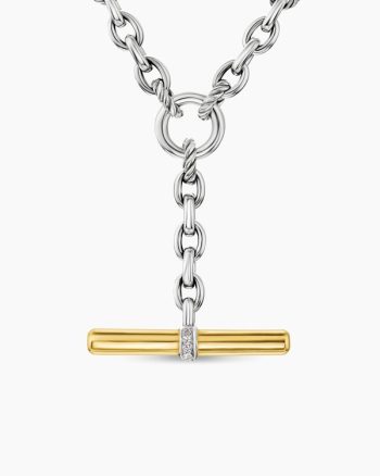 DY Mercer® Petite Toggle Chain Necklace|Sterling Silver with 18K Yellow Gold and Diamonds, 4.5mm