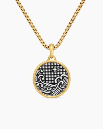 Water and Fire Duality Amulet|Sterling Silver with 18K Yellow Gold, 24mm