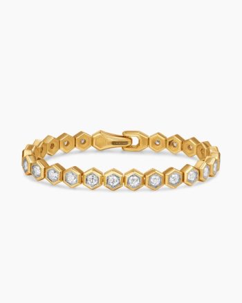 Hex Pavé Tennis Bracelet|18K Yellow Gold with Diamonds, 8mm