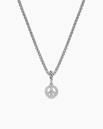 Micro Pavé Peace Sign Amulet|Sterling Silver with Diamonds, 7.6mm