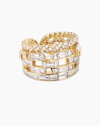 Stax Three Row Ring|Yellow Gold with Diamonds