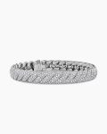 Sculpted Cable Bracelet|18K White Gold with Diamonds, 8.5mm