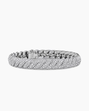 Sculpted Cable Bracelet|18K White Gold with Diamonds, 8.5mm