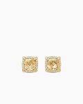 Chatelaine® Pavé Bezel Stud Earrings|18K Yellow Gold with Champagne Citrine and Diamonds, 8mm