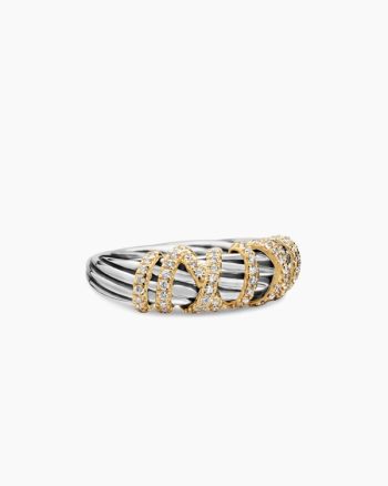 Helena Ring|Sterling Silver with 18K Yellow Gold and Diamonds, 7.7mm