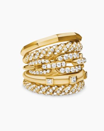 Stax Five Row Ring|18K Yellow Gold with Diamonds, 21mm