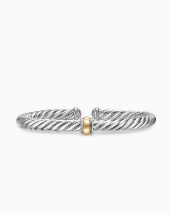 Cable Flex® Center Station Bracelet|Sterling Silver with 14K Yellow Gold, 6mm