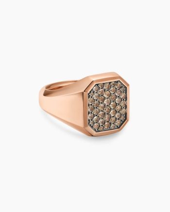 Streamline® Signet Ring|18K Rose Gold with Cognac Diamonds, 18mm