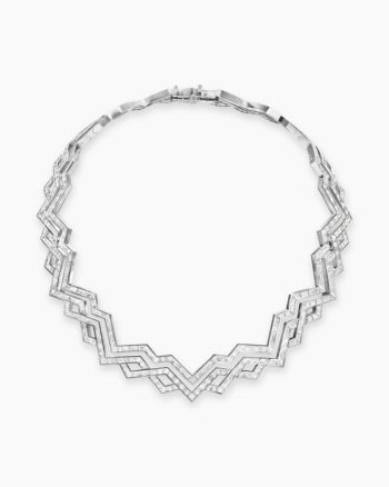 Stax Zig Zag Necklace|White Gold with Diamonds