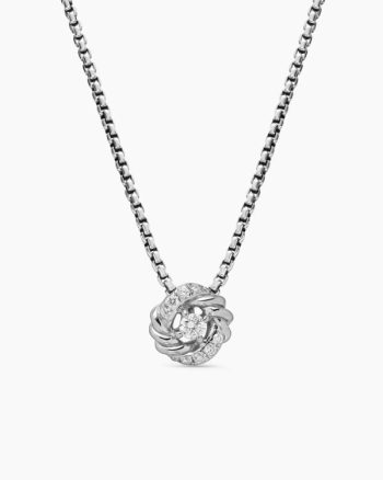 Petite Infinity Pendant Necklace|Sterling Silver with Diamonds, 8mm