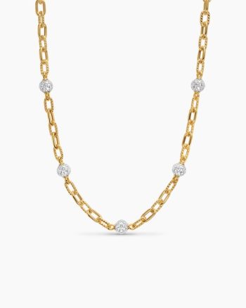 DY Madison® Pavé Bead Chain Necklace|18K Yellow Gold with Diamonds, 6mm