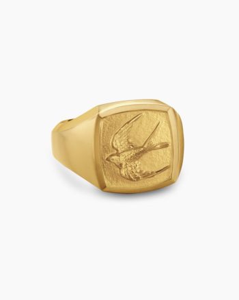 Waves Bird Pinky Ring|18K Yellow Gold, 14mm