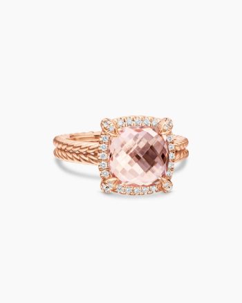 Chatelaine® Pavé Bezel Ring|18K Rose Gold with Morganite and Diamonds, 9mm