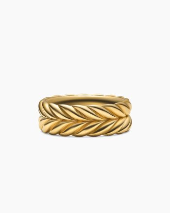 Chevron Band Ring|18K Yellow Gold, 9mm