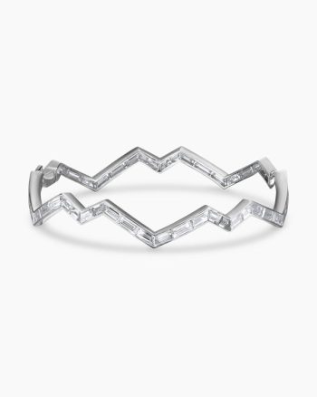 Stax Zig Zag Bangle Bracelet|White Gold with Diamonds