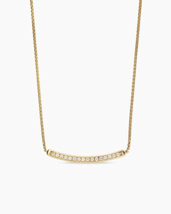 Petite Pavé Bar Necklace|18K Yellow Gold with Diamonds, 1.25mm