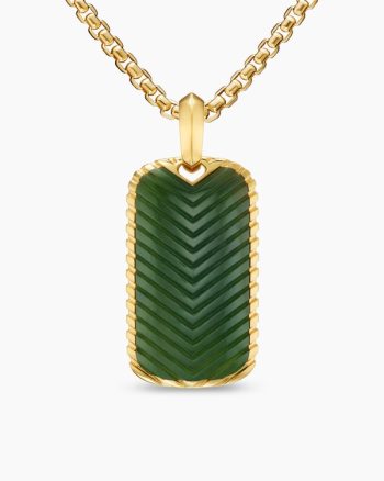 Chevron Tag|18K Yellow Gold with Nephrite Jade, 34mm