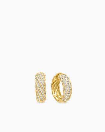 Cable Edge® Hoop Earrings|18K Yellow Gold with Diamonds, 28.9mm