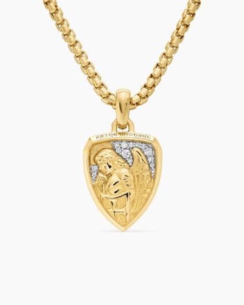 St. Michael Amulet|18K Yellow Gold with Diamonds, 19mm