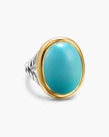 Albion® Oval Ring|Sterling Silver with 18K Yellow Gold and Turquoise, 21mm