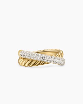 Crossover Two Row Ring|18K Yellow Gold with Diamonds, 7.4mm
