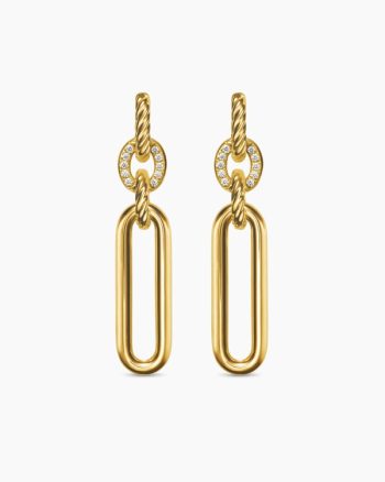 Lexington Double Link Drop Earrings|18K Yellow Gold with Diamonds, 54mm