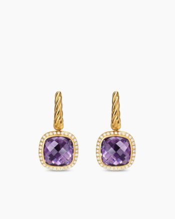 Albion® Drop Earrings|18K Yellow Gold with Amethyst and Diamonds, 10mm