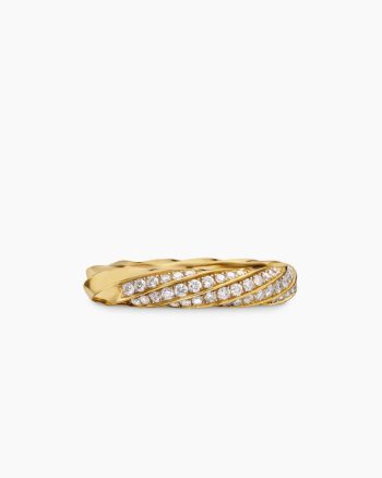 Cable Edge® Band Ring|18K Yellow Gold with Diamonds, 4mm