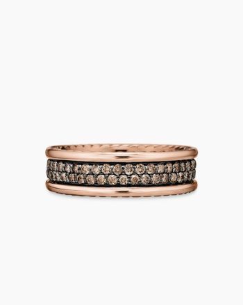 Streamline® Two Row Band Ring|18K Rose Gold with Cognac Diamonds, 6.5mm