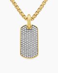 Chevron Tag|18K Yellow Gold with Diamonds, 27mm
