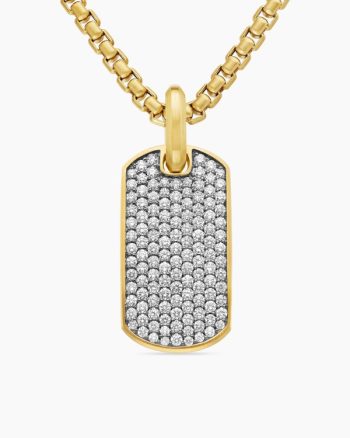 Chevron Tag|18K Yellow Gold with Diamonds, 27mm
