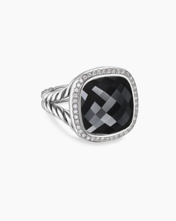 Albion® Ring|Sterling Silver with Black Onyx and Diamonds, 15mm