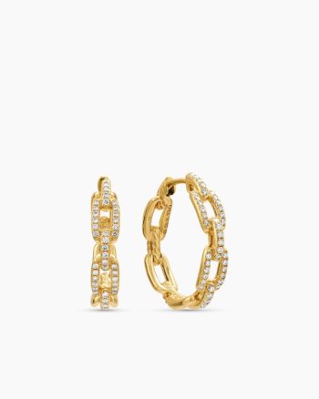 Stax Chain Link Hoop Earrings|18K Yellow Gold with Diamonds, 23.8mm