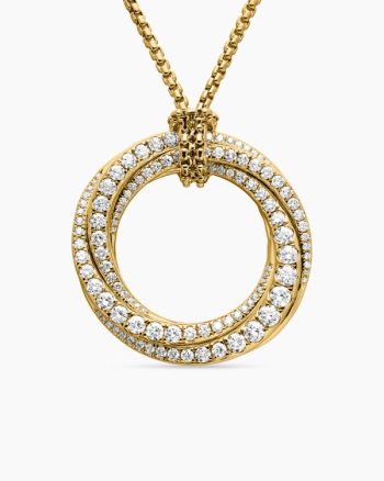 Pavé Crossover Pendant Necklace|18K Yellow Gold with Diamonds, 30mm