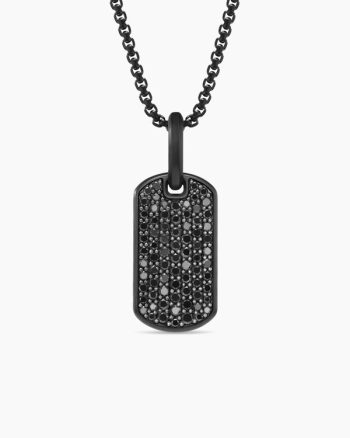 Chevron Tag|Black Titanium with Sterling Silver with Black Diamonds, 21mm