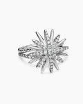 Starburst Ring|Sterling Silver with Diamonds, 19mm