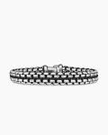 Woven Box Chain Bracelet|Sterling Silver with Black Nylon, 12mm