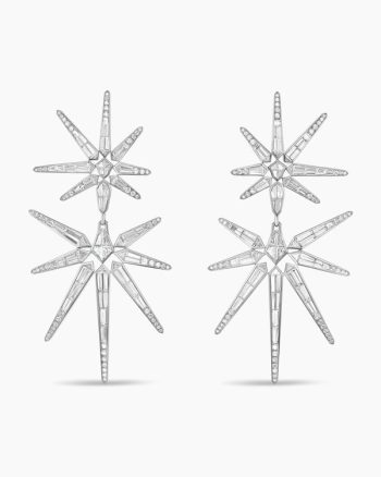 Liberty Baguette Drop Earrings|White Gold with Diamonds