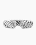 Sculpted Cable Cuff Bracelet|Sterling Silver with Diamonds, 17mm