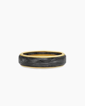 Streamline® Band Ring|18K Yellow Gold with Forged Carbon, 6mm