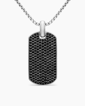 Chevron Tag|Sterling Silver with Black Diamonds, 42mm